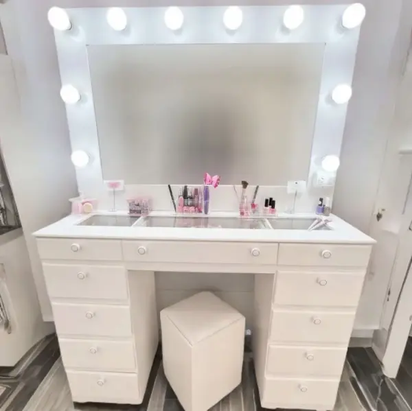 Mueble Tocador Espejo Hollywood 11 Cajones 1.20m Escritorio